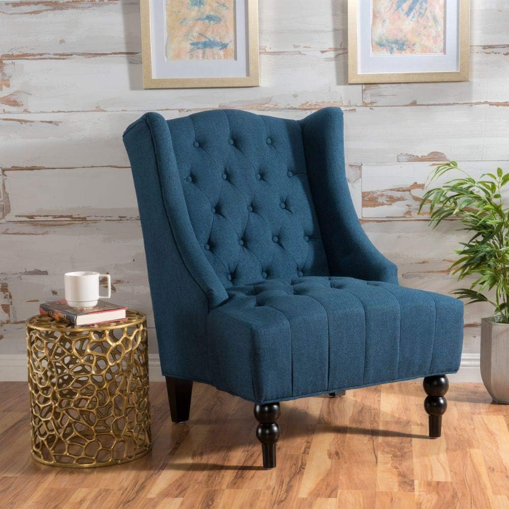 Christopher Knight Home Toddman High-Back Fabric Club Chair, Dark Blue: Furniture & Decor