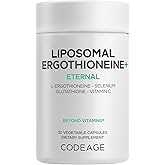 Codeage Liposomal Ergothioneine+ Supplement - L-Ergothioneine, L-Glutathione, Vitamin C, Selenium, Phospholipid Complex - Healthy Aging & Antioxidant - Vegan, Non-GMO, Soy-Free – 30 Capsules
