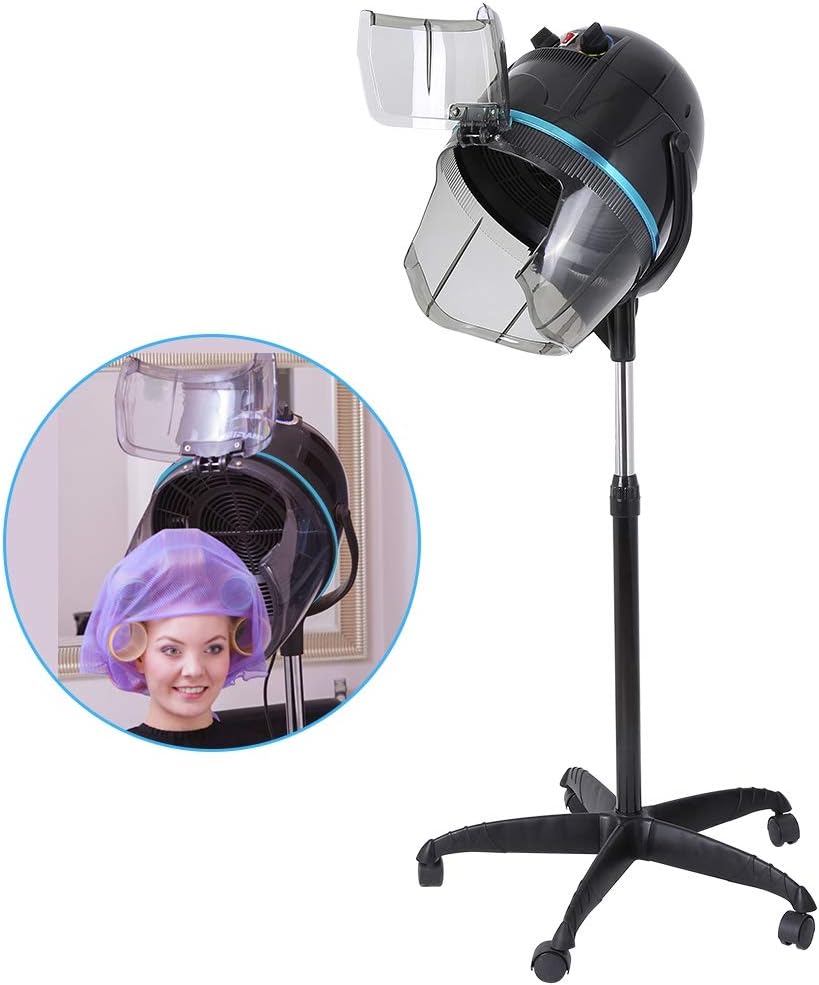 Stand Dry Hood for hairstyling, 1000W Hair Dryer with Base and 4 Wheels, Hair Steamer for Hair Dyeing and Styling to Barber Salon, 60 min Heat Timer, Including Hood and Stand