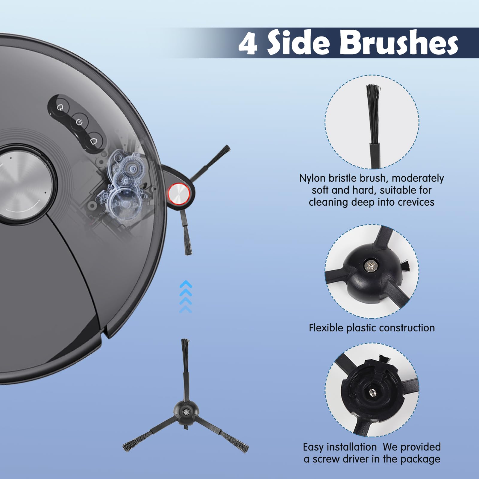 VIEWALL Zubehör für Roborock S8 MaxV Ultra Staubsauger,2 Hauptbürsten,2 HEPA-Filter,4 Mopps,4 Seite Mopps,6 Staubbeutel,4 Seitenbürsten,1 selbstreinigende Bürste,1 Bürste Ersatzteilset 7