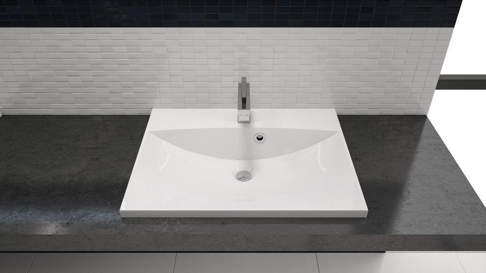 Einbau Waschbecken 60x46cm Eckig 60cm Einbau Waschtisch Zum Einlassen