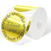 Yeachlaing 3" Circle Holographic Thermal Label Stickers Gold, Self-Adhesive Circle Direct Thermal Labels, Multi-Purpose Roll Sticker Labels for DIY Logo Design, QR Code, Name Tag( 300 Labels,1 Roll)