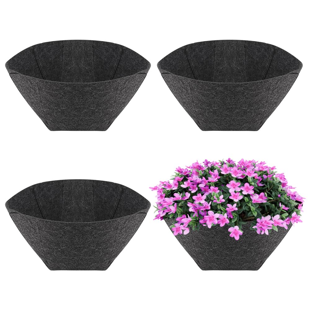 WALLFID 4 Pcs Hanging Basket Liners 12 Inch,Felt Basket Liner,Garden Basket Liners,for Outdoor Hanging Flowers Vegetables,Avoid Birds Nesting (4, 12inch)