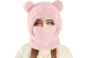CYANLUX Kids Ski Mask Balaclava for Girls, Winter Windproof Face Mask Hat for Cold Weather, Fleece Hooded Scarf Neck Warmer