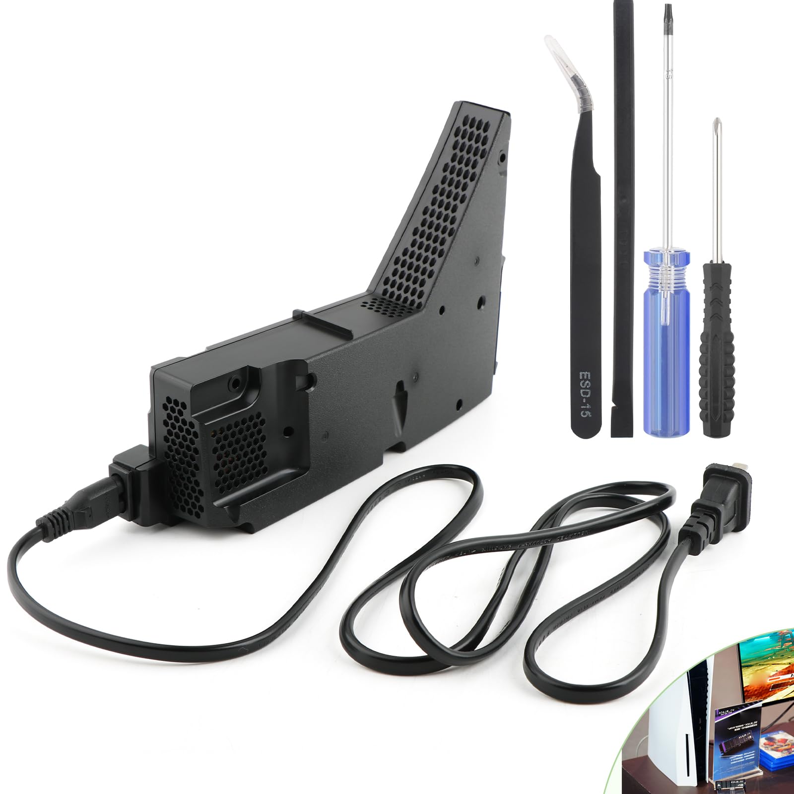 Photo 1 of for PS5 ADP-400FR Power Supply Replacement for PlayStation 5 400FR PA-1401-JT3 Internal Power Source with AC Adapter Console Accessories Parts with Power Cable Repair Tools