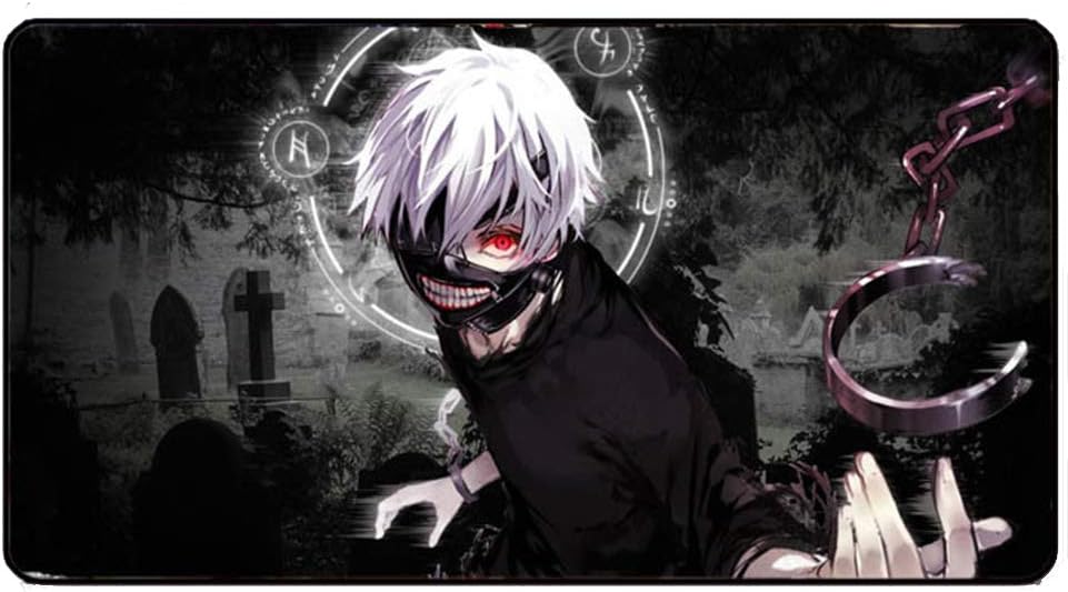 ASLNSONG Large Gaming Mouse Pad Extended Mat Desk Pad 24"x12" Tokyo Ghoul Anime Mousepad with Durable Stitched Edges