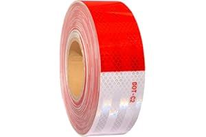 WAENLIR 2 inch x 30 Feet Reflective Safety Tape DOT-C2 Waterproof Red and White Adhesive Conspicuity Tape for Trailer, Outdoor, Cars, Trucks