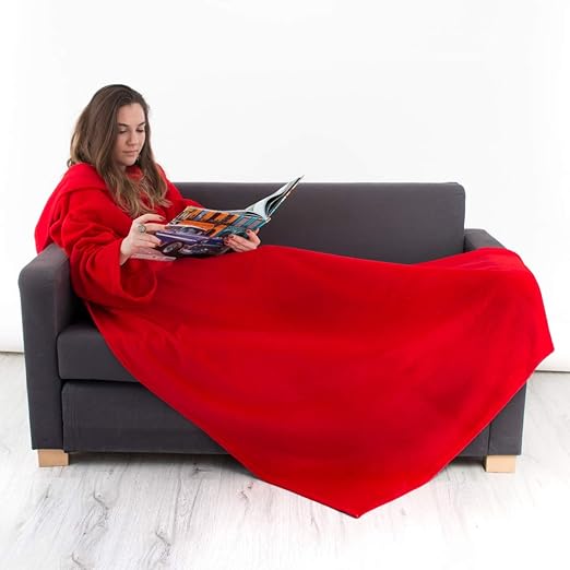 Soft Snuggle Blanket. Red Wearable Blanket. Soft Fleece Fabric Snuggle