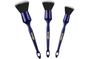 YeewayVeh Car Detailing Brush Set, 3PCS Ultra Soft Thick Bristles No Scratch Detail Brush for Dashboard Air Vents Leather Sea