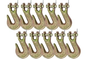 Mytee Products 10 Pack 3/8 Clevis Grab Hooks Grade 70 for Wrecker Tow Chain - 6,600 WLL Forged Alloy Steel G70 Heavy Duty 3/8