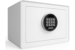 Goldenkey Luxury Digital Jewelry Safe with Keypad for Home, Small Safe box for Document, Money, Soft Velvet Lining&Removable Shelf, 9.84"D x 13.78"W x 9.84"H,1.2 Cu.Ft./ White