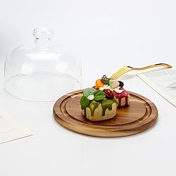 KVMORZE 8.6''Cake Stand with Glass Dome, 2-in-1