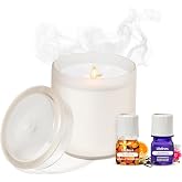 Lifelines Flameless Candle Diffuser with 2 Clickwick Essential Oil Blends | Cordless &amp; Waterless Diffuser for Home - Scented Electric Candles Blow Out Flame - Frosted Cream