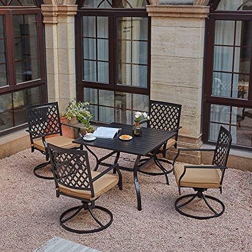 VICLLAX Patio Dining Table Outdoor Metal Square Table for 4 with