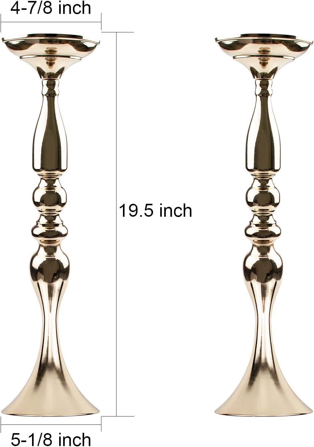 Tosnail 2 Pack 19.5" Tall Gold Candelabra Candle Holder Vase for Wedding Flowers Centerpiece: Home & Kitchen