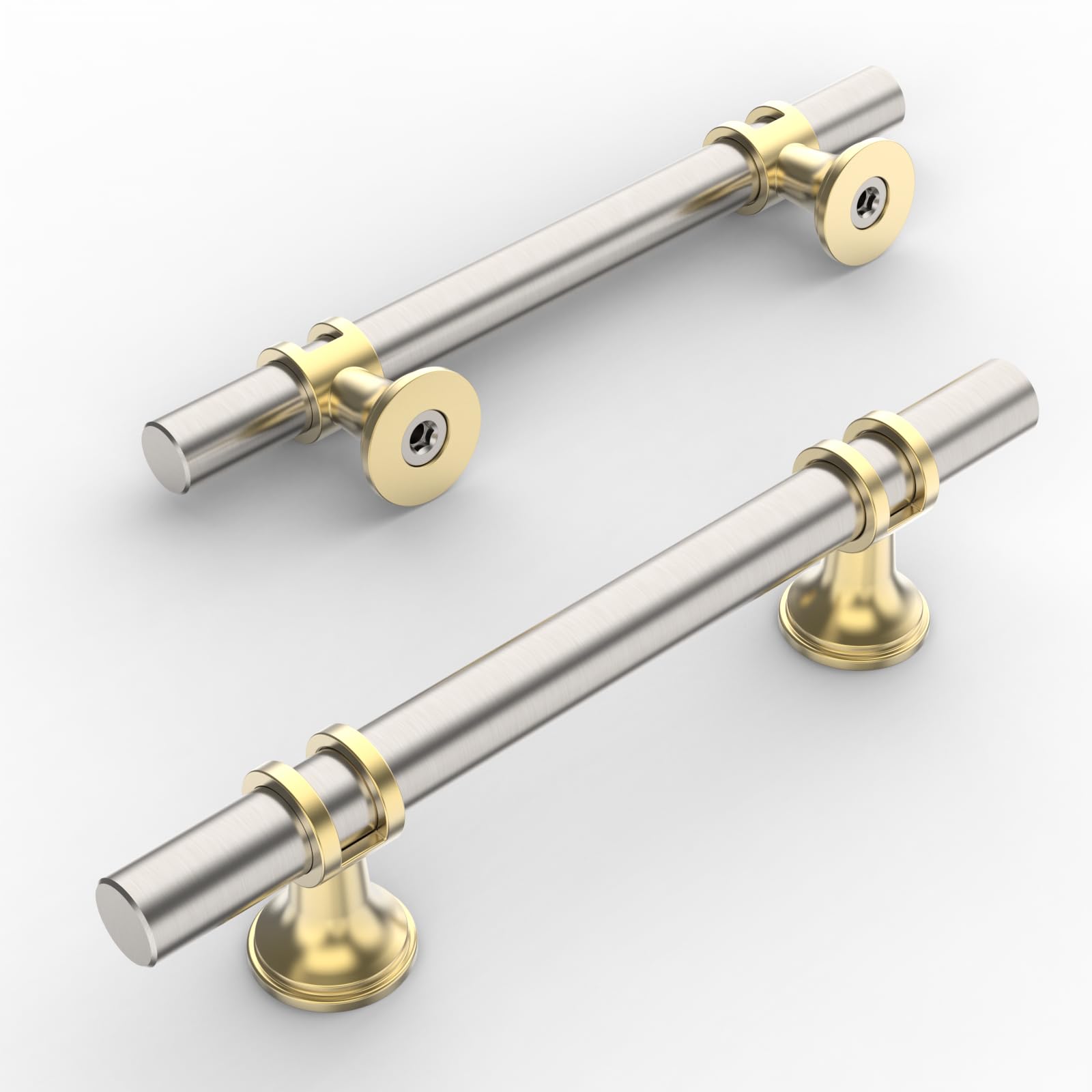 Photo 1 of Amerdeco 10 Pack Brushed Satin Nickel and Gold Cabinet Pulls 3.75 Inch(96MM) Hole Centers Kitchen Cabinet Handles Cabinets Hardware Drawer Pulls ZH0058