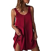 Ekouaer Women's Sleeveless V Neck Satin Nightgown