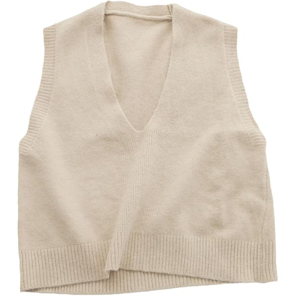 トップス NO MAINTENANCE / COTTON KNITTED VEST Easy Plain Womens Sweater Vest Round Neck Top Cap Sleeve