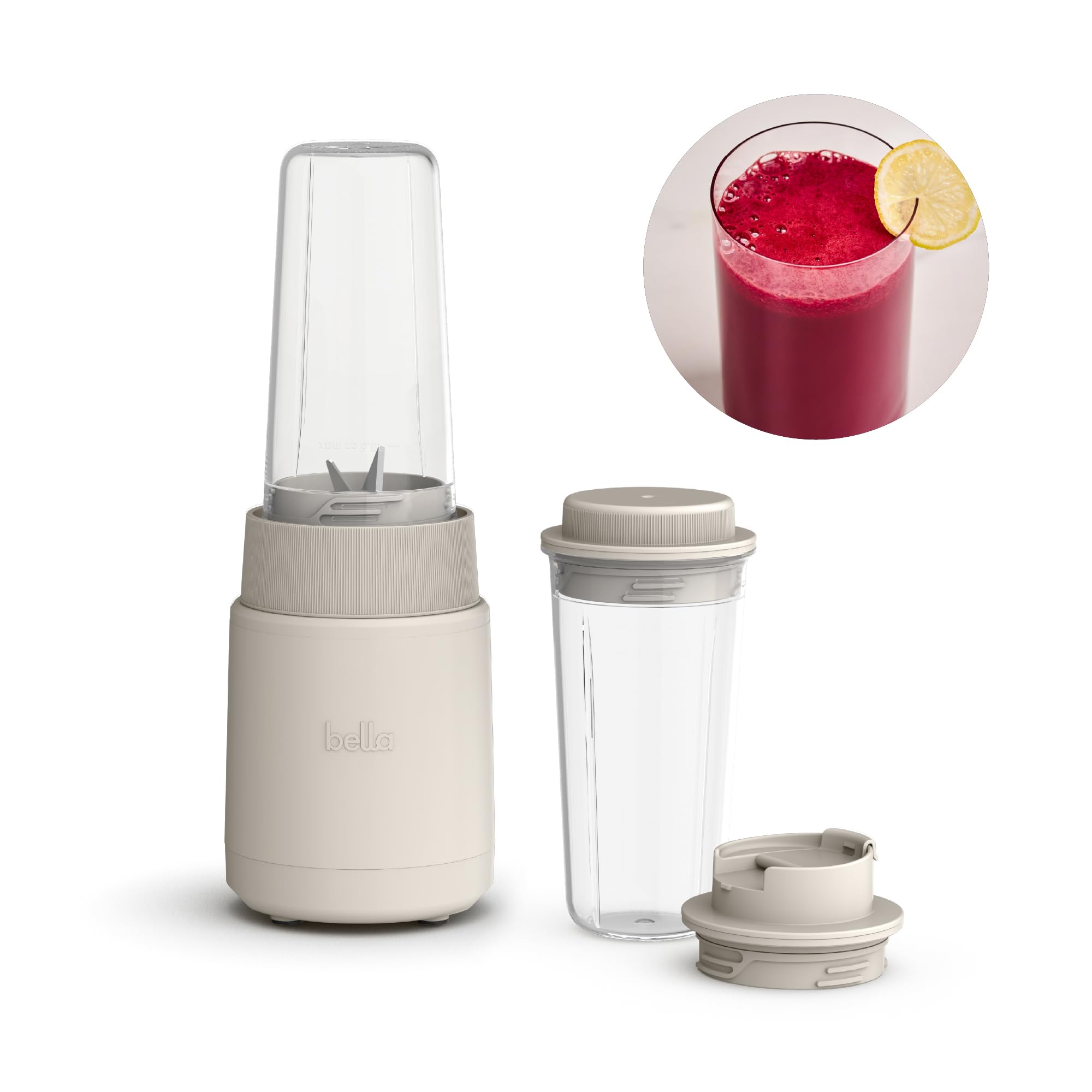 Photo 1 of ***MISSING PARTS***
bella 6 Pcs Portable Rocket Blender, Juicer & Smoothie Maker, Press & Twist Design, EverGood™ & BPA Free Dishwasher Safe Parts, 4 Tip Stainless Steel Blade, Cord Wrap, 240 Watt Motor, Oatmilk