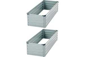 zunatu 4x1.5x1ft(2PACK) Galvanized Raised Garden Bed,Outdoor Planter Box Metal Patio Kit Planting Bed for Vegetables Flowers and Succulents,Grey