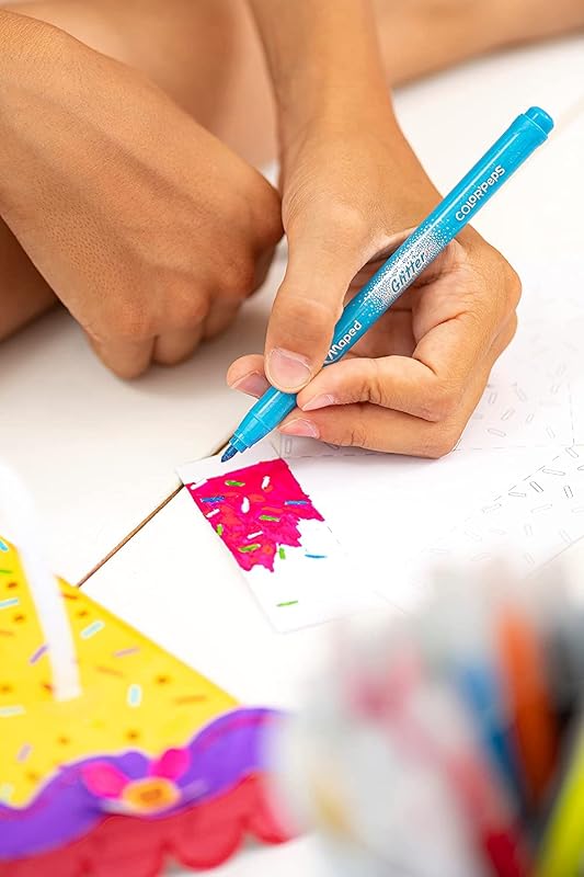 - Feutres Glitter Color'Peps x10-10 Couleurs Pailletées - Dessins Vibrants - Confort & Créativité - Boîte Multicolore