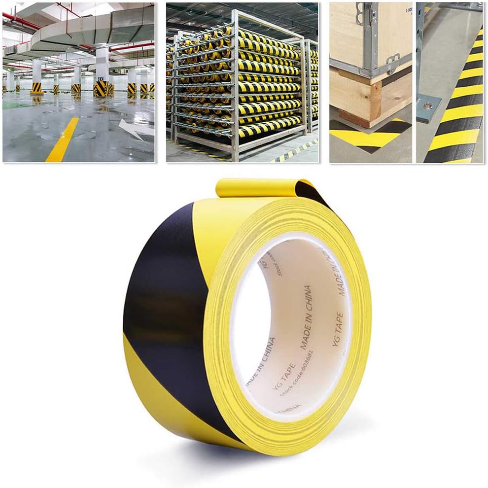 Hazard Warning Tape Safety Tapes, Black/Yellow Vinyl Safety Tape for