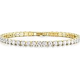 Donvii Tennis Bracelet for Women -18K Gold Plated 4 mm Cubic Zirconia stones | Size 6.5 - 7Inch Stainless steel Tennis Bracelet for Women - Gift Fashion Jewelry, Perfect for adding a touch of elegance to any outfit (Gold, 6.5 Inch)