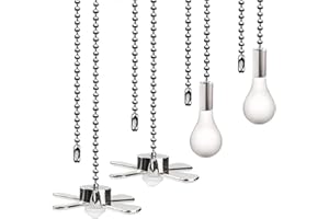 ZE-268S6- Ceiling Fan Pull Chain 4PCS Light Set with Connector for Decorative 12 Inch Fan Pulls, Living Room, Bathroom, Toilet