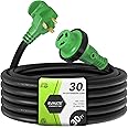RVMATE 30 Feet 30 Amp RV Lockable Power Extension Cord with Easy Plug-in Handle, TT-30P to L5-30R, LED Indicator, 10 AWG, ETL Listed