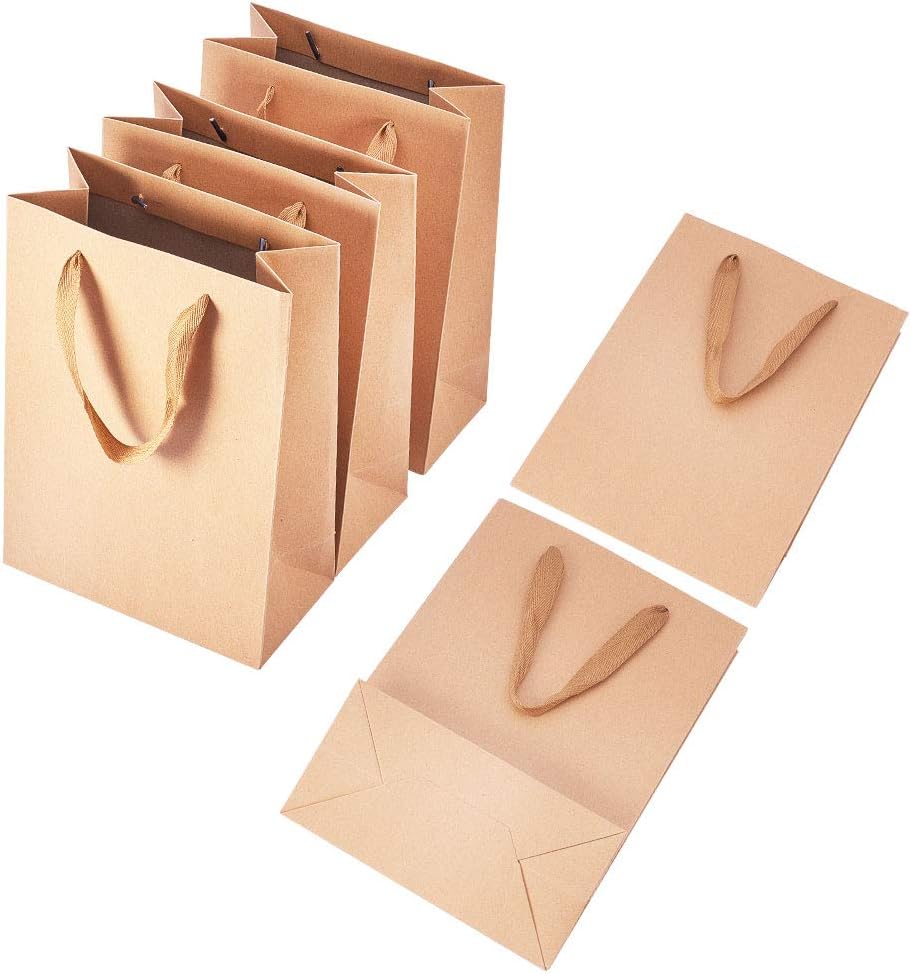 PH PandaHall 10pcs Kraft Gift Bags with Handle
