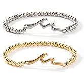 Valentine Gold Silver Bracelet Stack for Women, Dainty Stretch Non Tarnish Couple Bracelets Romantic Party Holiday Accessories Jewelry Gifts