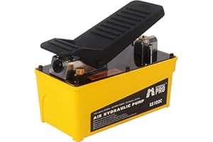 HYDRAULIC PRO 10,000 PSI Air Hydraulic Pump, 1.6L Reservoir, NPT 3/8" Oil Outlet, NPT 1/4" Inlet, Foot Pedal Operated, for Auto Body Frame Machines, Hydraulic Press, and Hole Punch, Yellow