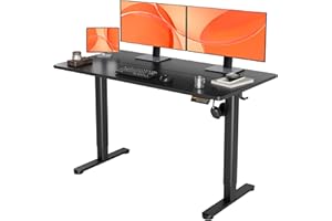 YDN Electric Standing Desk, Adjustable Height Stand up Desk, 55x24 Inches Sit Stand Home Office Desk with Splice Board, Black Top