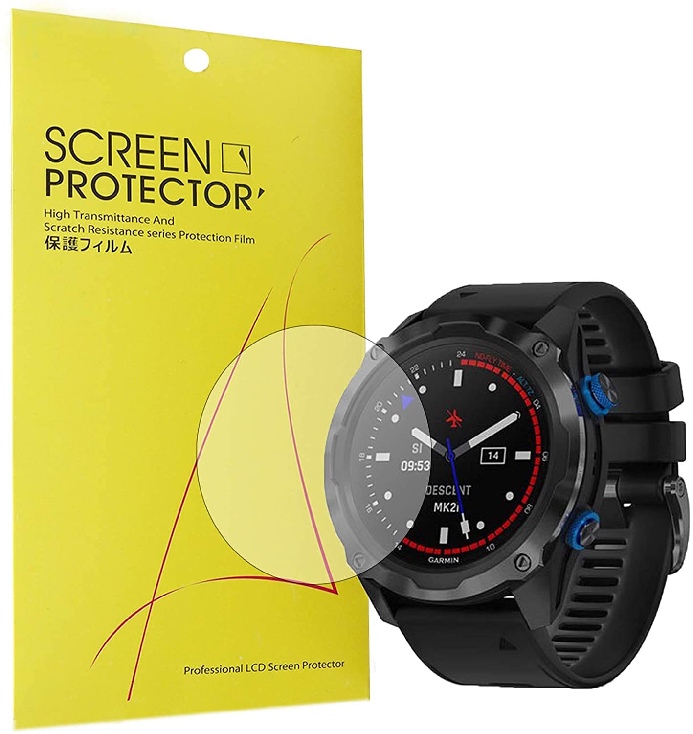 Compatible with Garmin Descent Mk2i Screen Protector, onetuo [6 Pack] Full Coverage PET Clear Film Compatible with Garmin Descent Mk2i / Descent MK2 Smartwatch (6 pack)