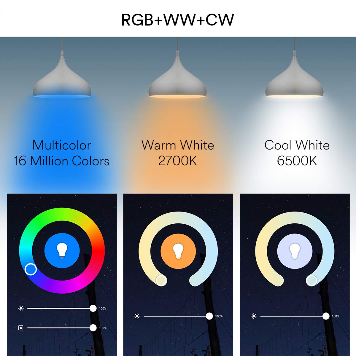 WiFi Smart Bulb Alexa, Lumary E27 9W Smart Light Bulb Compatible with Alexa, Google Home, Colour Dimmable RGBW 2700K-6000K Smart LED Bulbs, 60W Equivalent 806LM Remote Controlled No Hub Required
