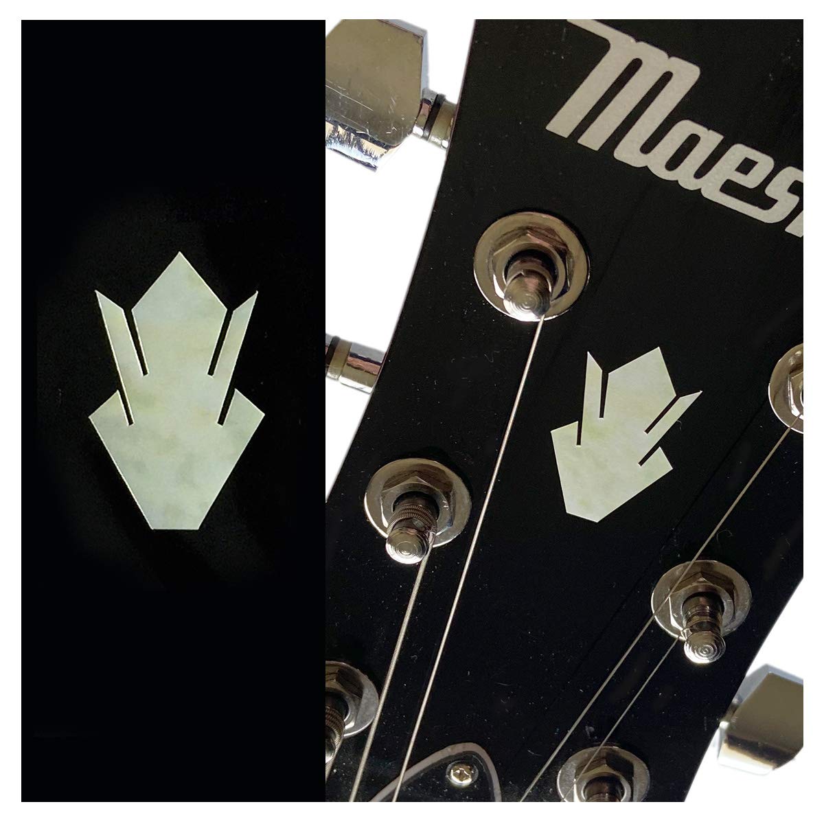 Inlay Stickers for Guitar Headstock - Vintage Crown (2pcs Set) - White Pearl, H-108VC-WT-SET