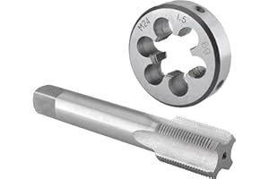 Burkit M24 X 1.5 Tap and Die Set Right Hand, M24 x 1.5 Machine Thread Tap and Round Die