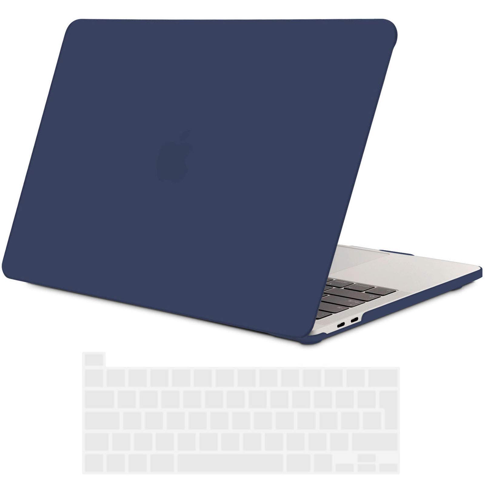 TECOOLCase Compatible with MacBook Pro 13 inch, M2 M1 A2338 A2289 A2251 A2159 A1989 A1706, 2016-2022 with Touch Bar, Slim Rubberized Matte Plastic Hard Shell & UK/EU Keyboard Cover, Navy Blue