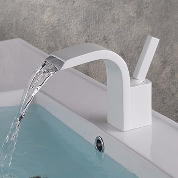 Moderne Wasserfall Ausgang Heiss Und Kalt Wasser Keramikventil Einlochmontage Einzigen Griff Hand Badezimmer Waschbecken Wasserhahn Weiss Amazon De Garten
