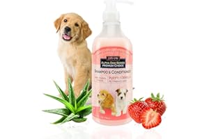 Alpha Dog Series Puppy Grooming Natural Dog Shampoo and Conditioner with Aloe Vera, pH balanced Shampoo for Dogs, Tear-Free, Moisturizing Dog Shampoo for Sensitive Skin - 26.4 Oz