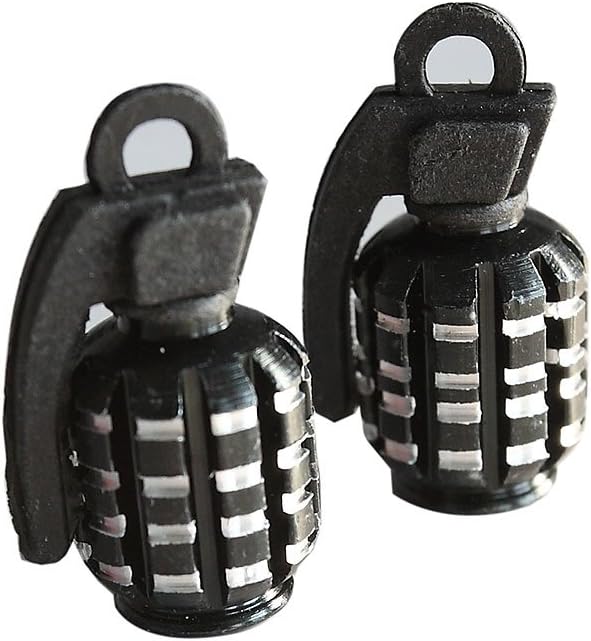 Suriel(TM) 4 Pcs Metal Cool Grenade Shaped Car Auto Motorcycle Bike Tire Tyre Valve Dust Caps, Black