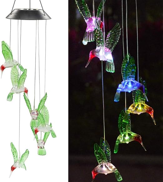 Carillones de Viento Campanas de Viento LED Solares Luces de Cadena