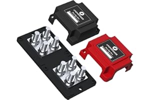 Ambuker 400A Busbar 12V-48V DC Heavy Duty Copper Power Distribution Block 8XM10 (3/8") Terminal Studs Positive Negative Independent Module with Cover Battery Bus Bar for Car RV Truck Boat (Red&Black)