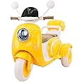 HEIMILI Kids Electric Motorcycle,3- Wheel 12V Ride On Scooter for Kids with Storage Compartments, Motorcycle for Girls, Ideal Moped for Girls Ages 3-6 (Bright Yellow, Dual Motor)