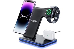 Intoval Charging Station for Apple iPhone/iWatch/Airpods, 3 in 1 Wireless Charger for iPhone 14/13/12/11/XS/XR/XS/X/8, iWatch 8/Ultra/7/6/SE/5/4/3/2, Airpods Pro2/Pro1/3/2/1 (Z5,Black)
