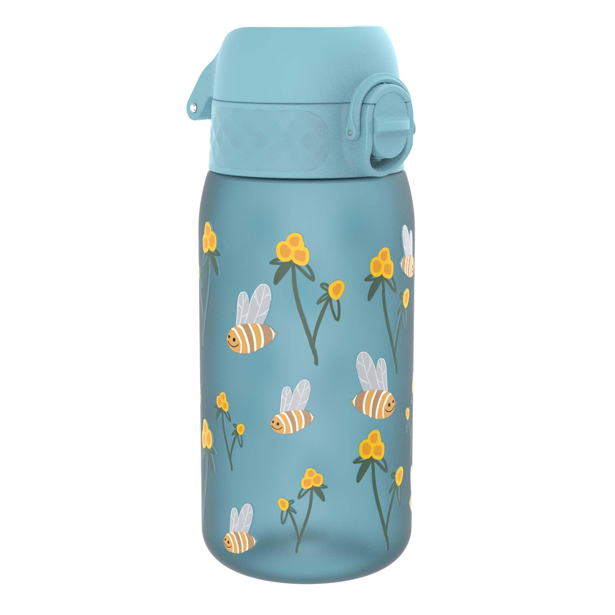 Ion8 Kids Water Bottle, 350 ml/12 oz, Leak Proof, Easy to Open, Secure Lock, Dishwasher Safe, BPA Free, Carry Handle, Hygienic Flip Cover, Easy Clean, Odour Free, Carbon Neutral, Bumble Bees