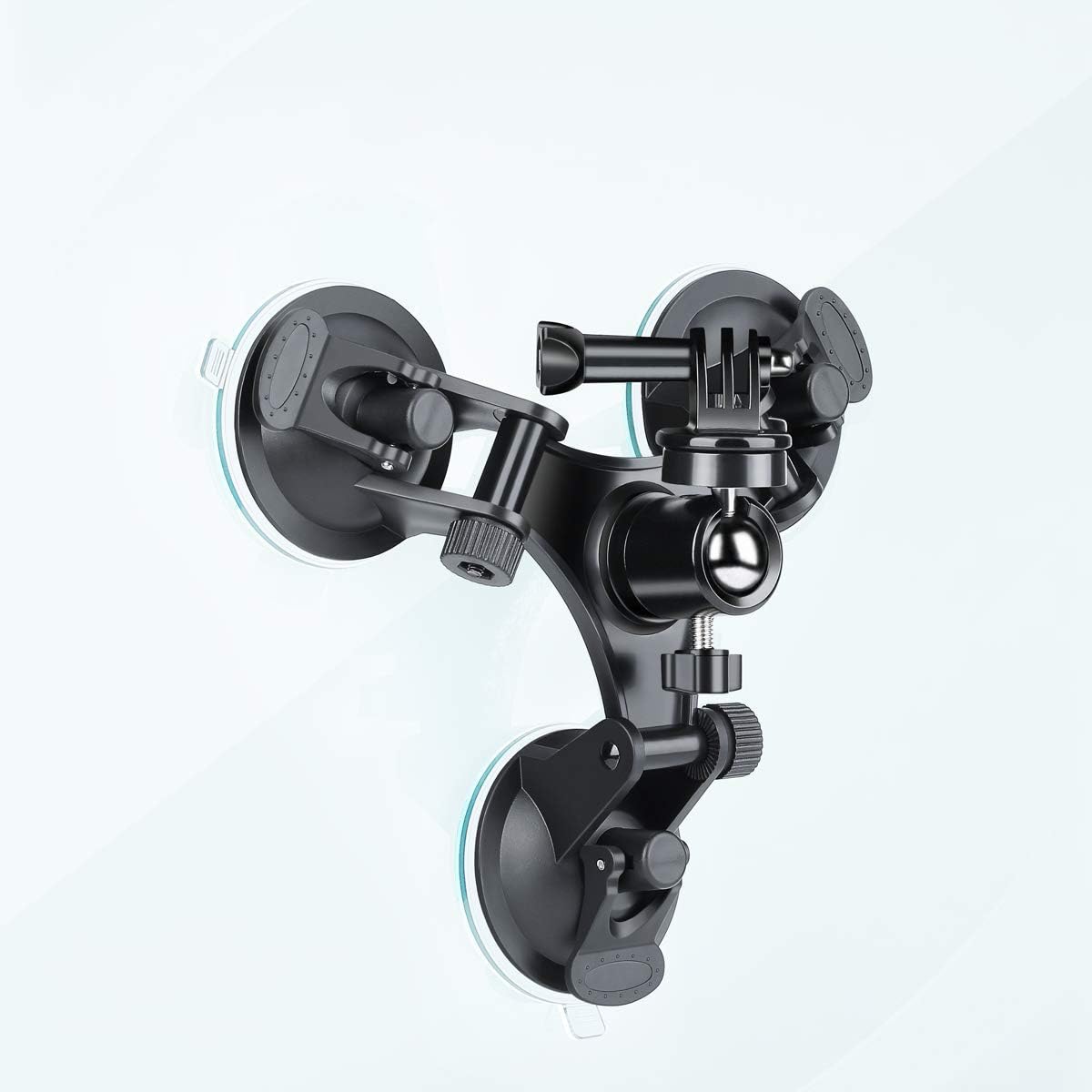 Triple Cup DSLR Camera Suction Mount + Universal adapter + 360 Degree Rotating Swivel Adapter for Nikon Canon Sony DSLR/Camcorder or other action camera
