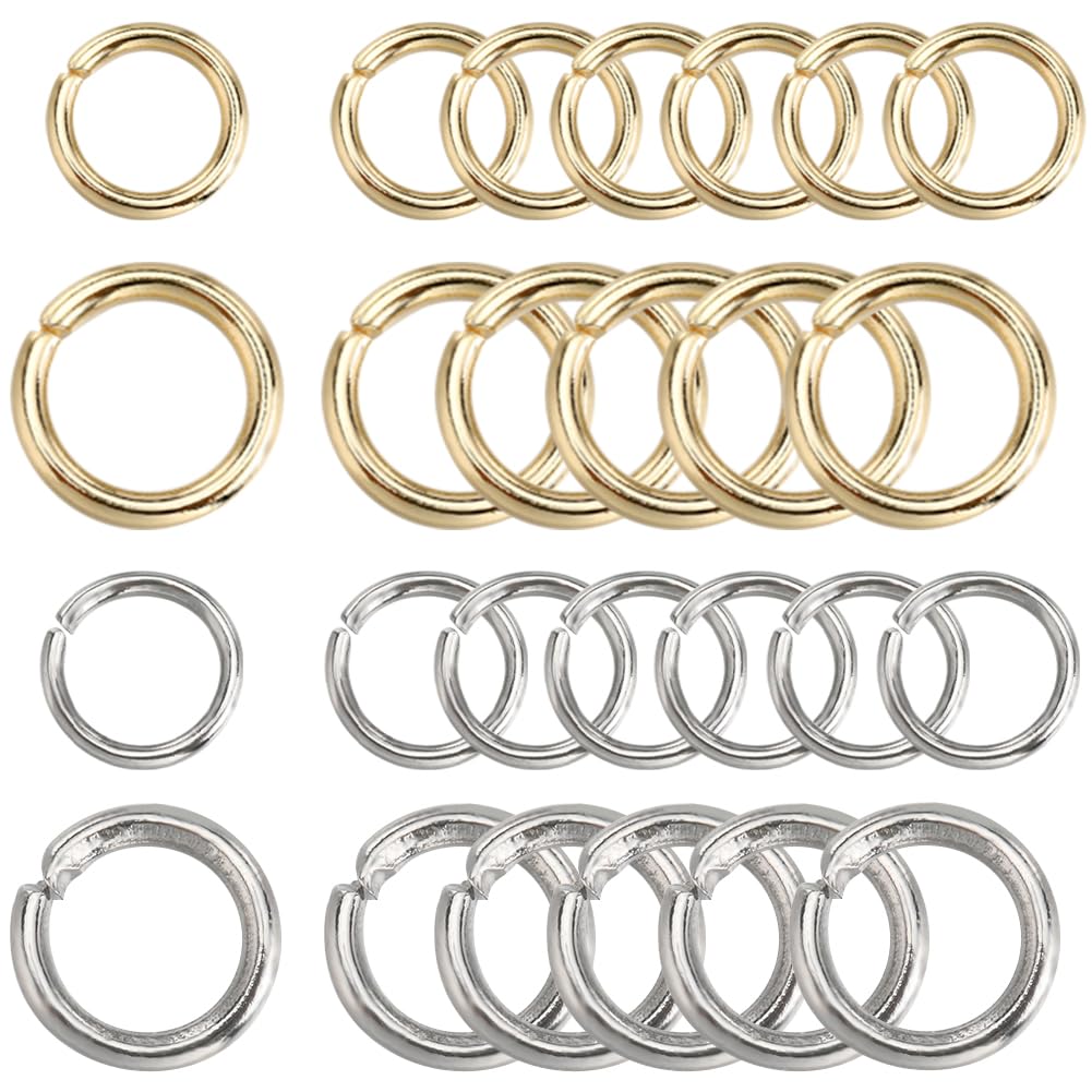 SUNNYCLUE 1 Box 800Pcs Open Jump Rings Gold 304 Stainless Steel Jump Rings 5/8mm Split Rings Jump Ring Set Jumping Rings Bulk for Jewellery Making Accessories DIY Earrings Bracelet Necklace Supplies