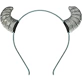 Merroyal Demon Horns Headband for Halloween Fancy Dress Cosplay, Teal and Sliver