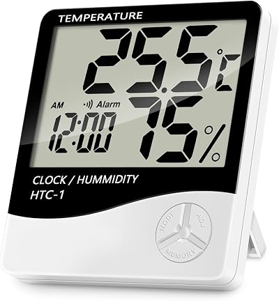 Lanhiem Indoor Digital Thermometer Hygrometer Room Temp Humidity LCD Alarm